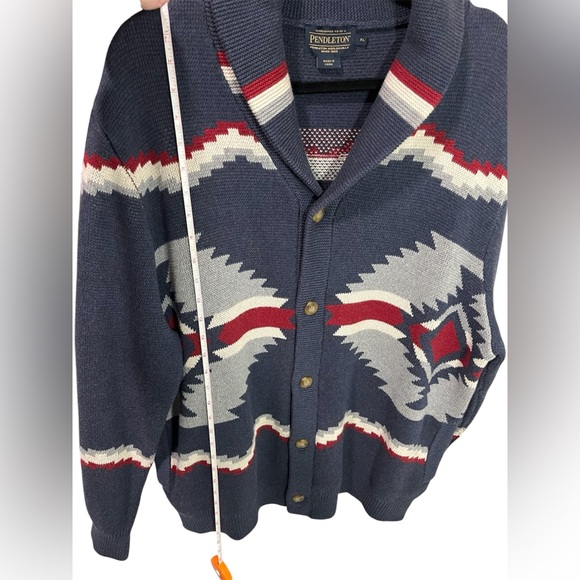 Pendleton Highland Aztec Shawl Collar Cardigan Sweater 100% Cotton Size XL - Picture 10 of 11
